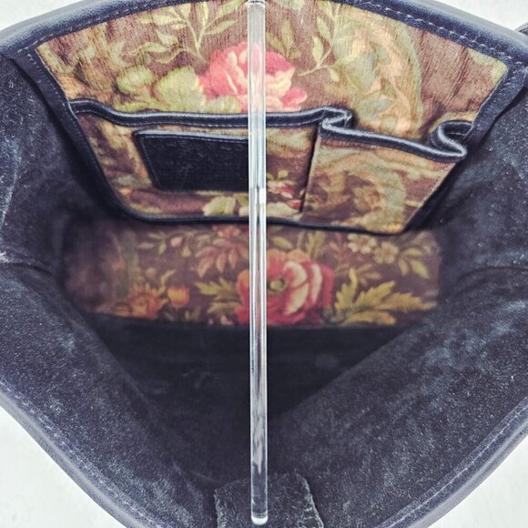 BRIGHTON Black Pebble and Black Croc Embossed Leather Shoulder Bag Braided Strap - Picture 16 of 16